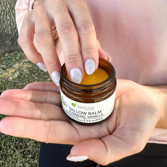 Aspen Kay Naturals Handmade 100% Grass Fed Beef Tallow Balm For Skin Care, With Organic Jojoba Oil + Chamomile (Blue Tansy) Organic Body Butter - 2 Fl. Oz. Made In Usa