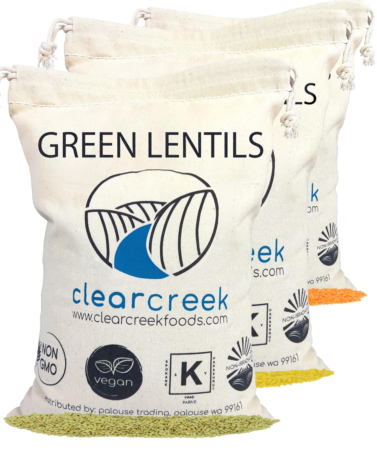 Red Lentils | Green Lentils | Golden Lentils | 12 LBS Total | Non-GMO | 100% Non Irradiated | Kosher | USA Grown | Vegan