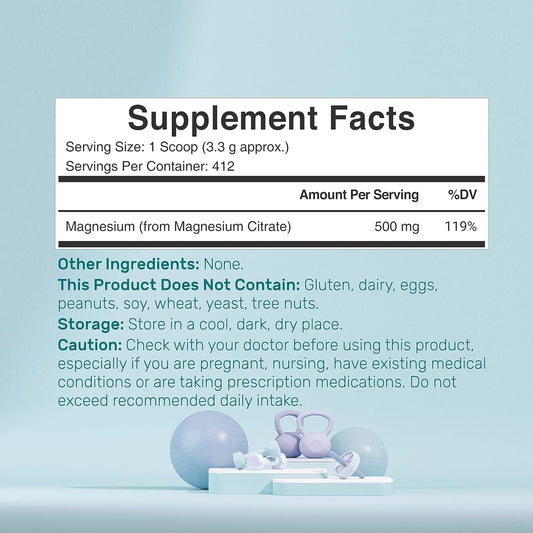 Deal Supplement Magnesium Citrate Powder 500Mg, 3Lbs – Unflavored, Easily Absorbed – Purified Trace Mineral For Muscle, Heart, & Digestive Support – One A Day, Non-Gmo, Filler Free