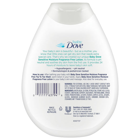 Baby Dove Fragrance Free Lotion, Sensitive Moisture, 13 Ounce (Pack of 3)