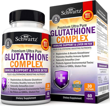 Glutathione Supplement Liver Detox With Quercetin Vitamin C Milk Thistle Alpha Lipoic Acid Liver Supplement & Immune Support Pills - Natural Immunity Defense Health Formula & Liver Cleanse 500Mg 60Ct