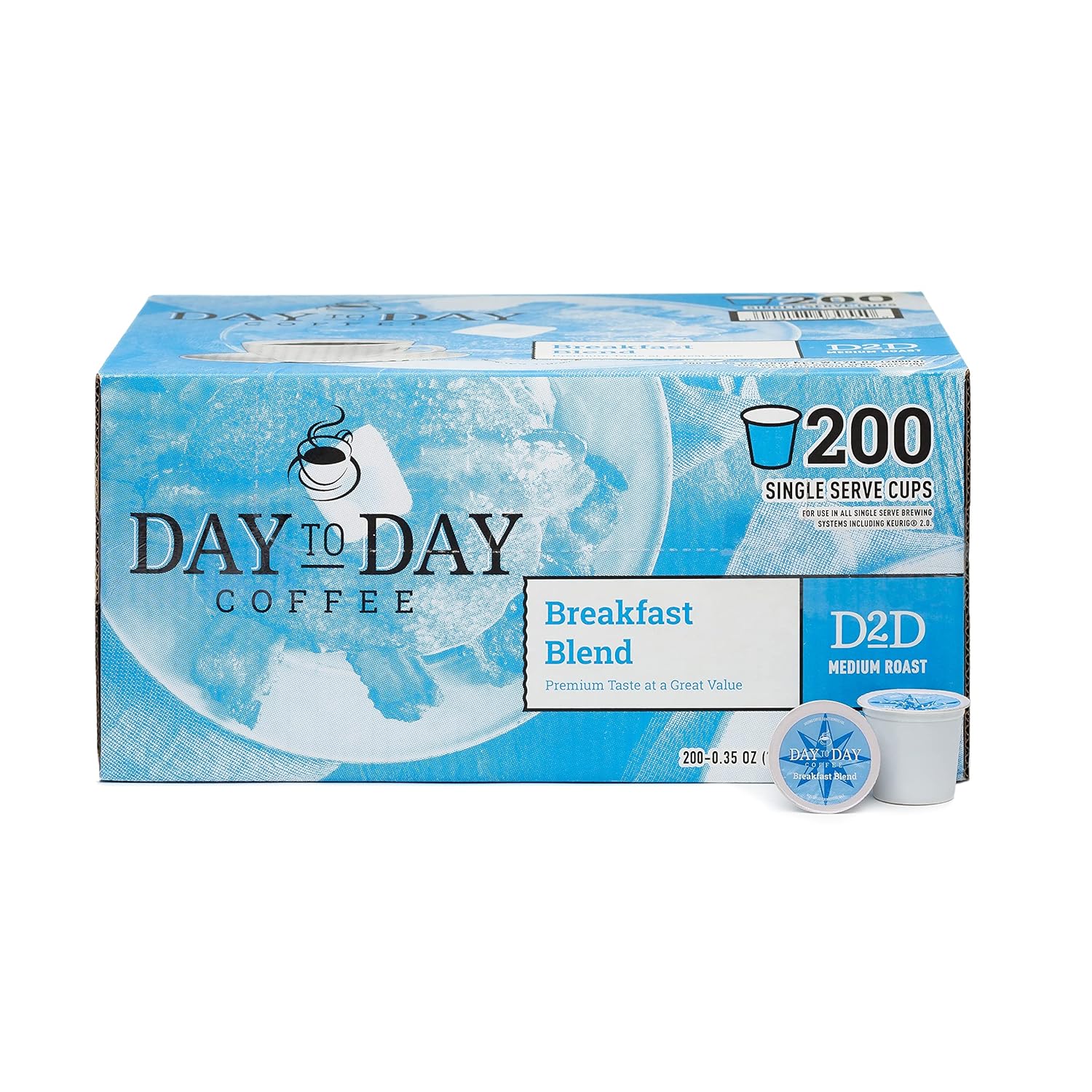 Day To Day 200-Count Breakfast Blend Medium Roast Single Serve Coffee Pods For K-Cup Keurig Brewer