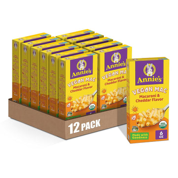 Annie’S Vegan Mac And Cheddar Flavor Dinner With Organic Pasta, 6 Oz (Pack Of 12)