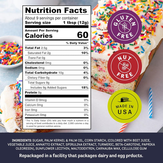 Judee's Natural Rainbow Sprinkles 4 oz - Gluten-Free and Nut-Free - Brighten Up Your Baked Goods - Great for Cookie and Cake Decoration - Use for Baking and as Dessert and Ice Cream Toppings