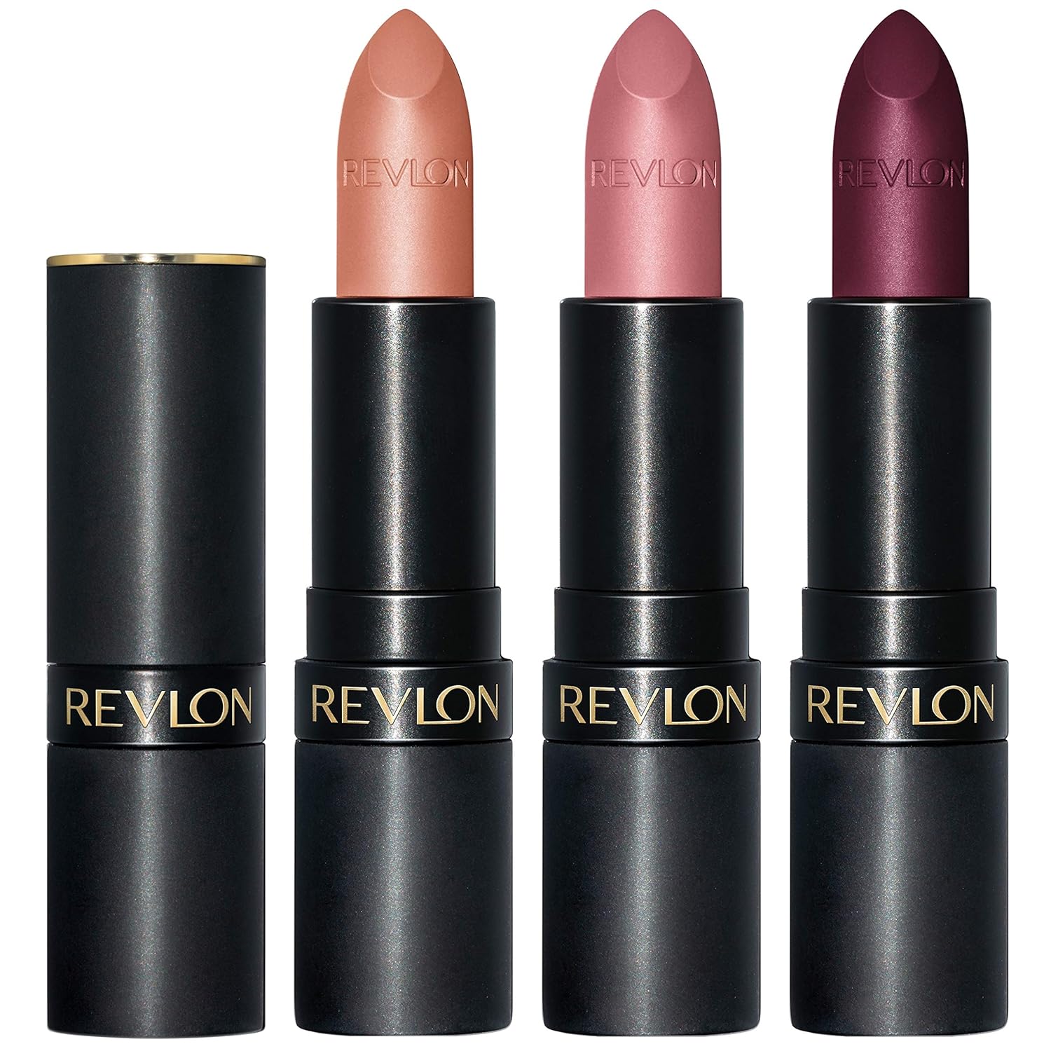 Revlon Lipstick Set, Super Lustrous 3 Piece Gift Set, High Impact, Matte Finish In Nude Pink & Berry, Pack Of 3