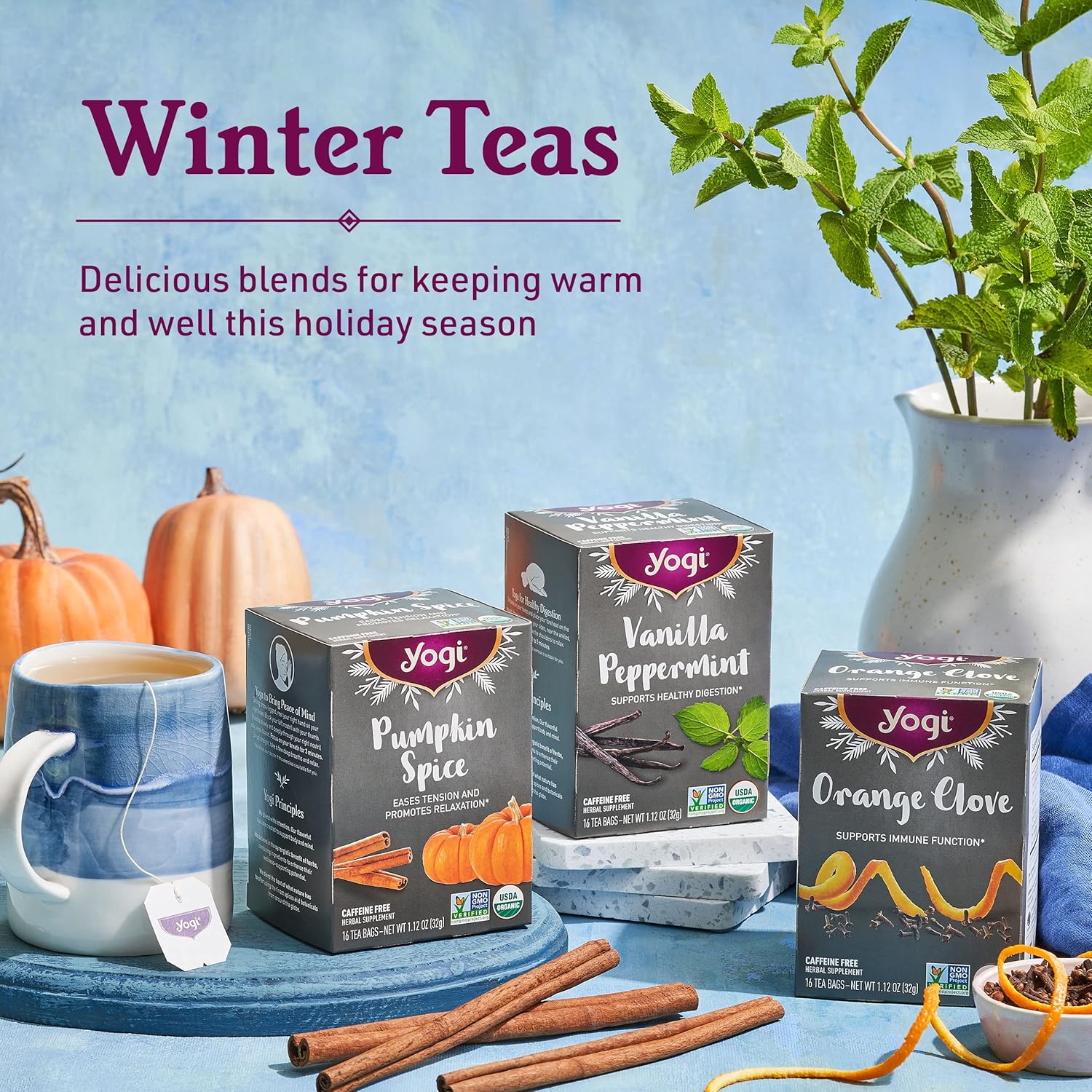 Yogi Tea Vanilla Peppermint Tea - 16 Tea Bags Per Pack (4 Packs) - Herbal Peppermint Vanilla Tea To Support Healthy Digestion - Limited Edition Holiday Digestive Tea With Peppermint, Ginger & More