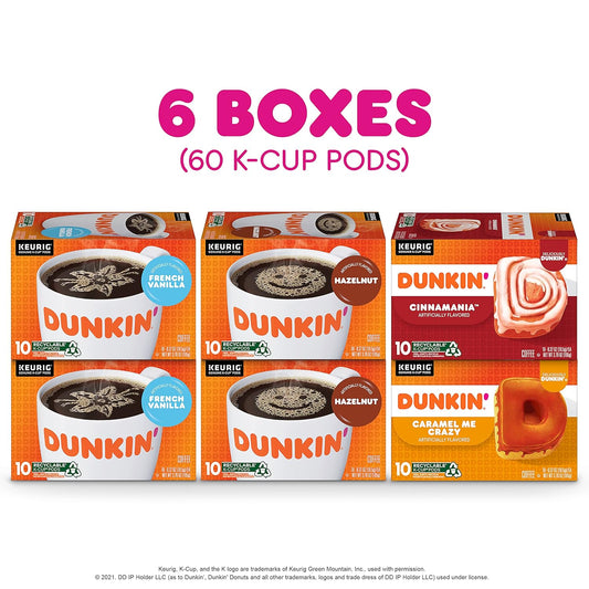 Dunkin' Mixed Flavor Coffee Variety Pack, 60 Keurig K-Cup Pods