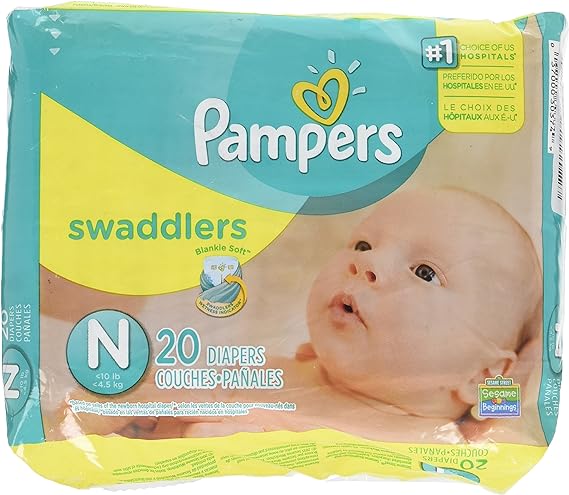 Pampers Swaddlers Diapers, Newborn (Up to 10 lbs.), 20 Count