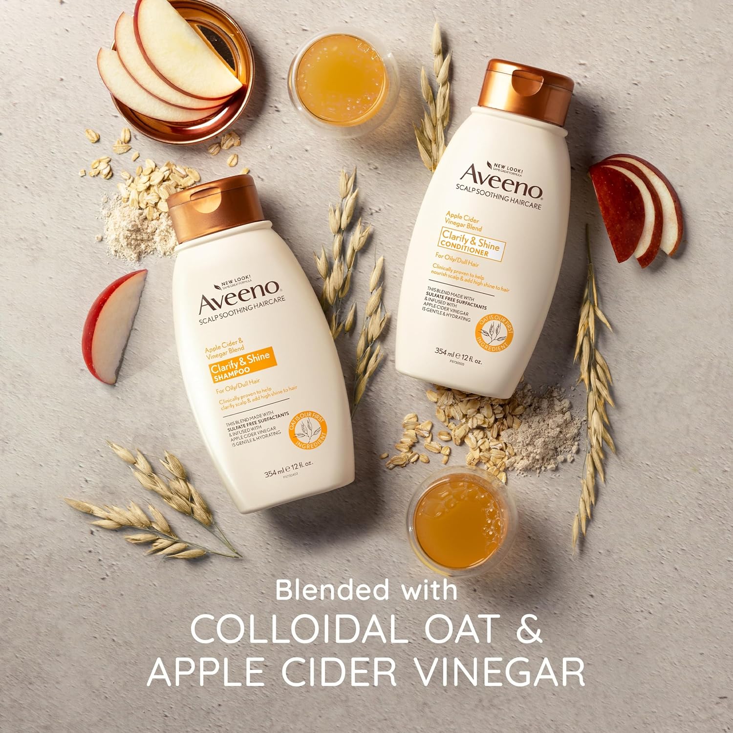 Aveeno Apple Cider Vinegar Clarifying Shampoo, Shine Enhancing, 12 fl oz : Beauty & Personal Care