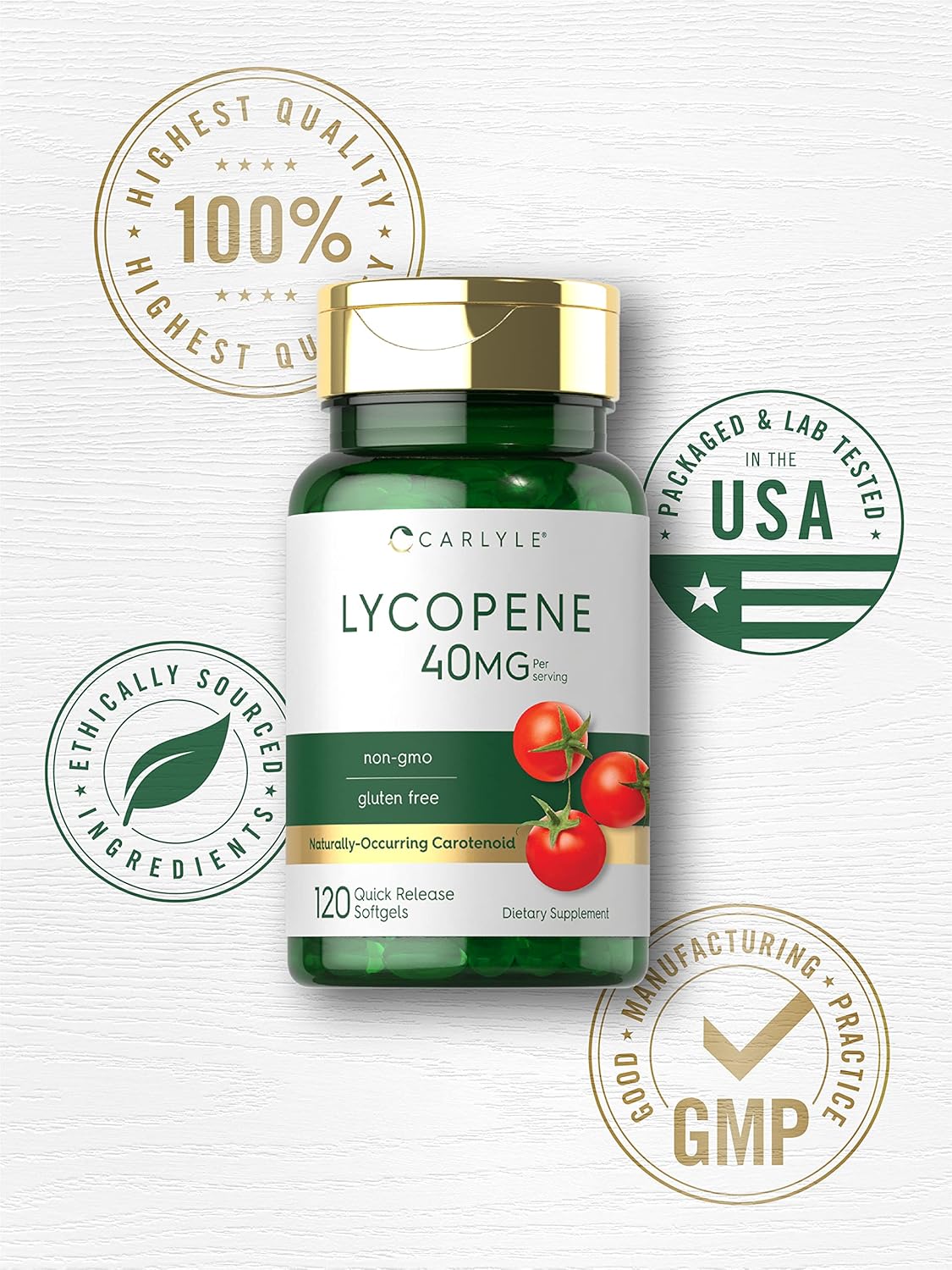 Carlyle Lycopene 40mg | 120 Softgels | Naturally-Occurring Carotenoid | Non-GMO & Gluten Free Supplement : Health & Household