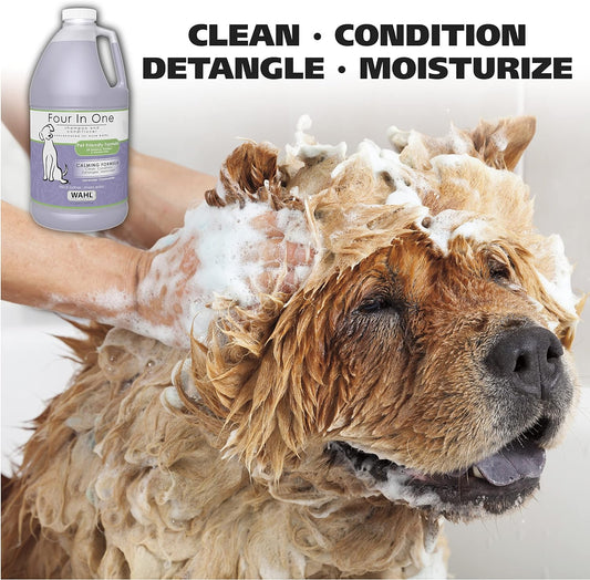 Wahl Usa 4-In-1 Calming Pet Shampoo For Dogs – Cleans, Conditions, Detangles, & Moisturizes With Lavender Chamomile - Pet Friendly Formula – 64 Oz - Model 821000-050