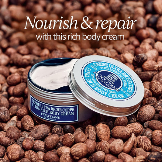 L'Occitane Ultra Rich Body Cream: 25% Shea Butter, Nourish, Comfort, Protects From Dryness, Sensitive Skin Ages 3+, Vegan, Jasmine Scent, Reduce Waste With Refill