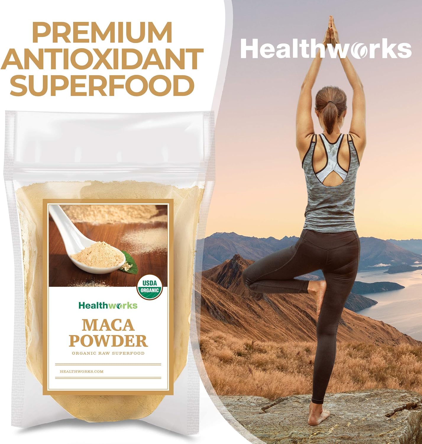 Healthworks Maca Powder Raw (16 Ounces / 1 Pound) | Certified Organic Flour Use | Keto, Vegan & Non-GMO | Premium Peruvian Origin | Breakfast, Smoothies, Baking & Coffee | Antioxidant Superfood : Grocery & Gourmet Food