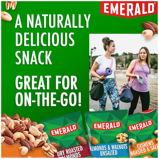 Emerald Nuts Mixed Nuts Variety Pack 18Ct (1-Pack) , 100-Calorie Individual Packs , Features Dry Roasted Almonds, Natural Almonds & Walnuts, And Roasted & Salted Cashews