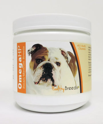Healthy Breeds Bulldog Omega HP Fatty Acid Skin and Coat Support Soft Chews 60 Count : Pet Supplies