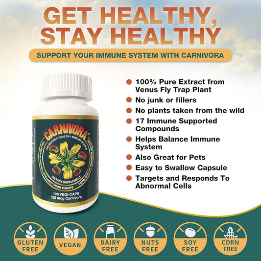 Carnivora Triple Play - Immune System Support, Lymph System Flush, and Enhancement for Joints and Digestion (Bundle with 1 Bottle Vegi-Caps, 1 Bottle Lymph Drainage, and 1 Bottle Turmeric)