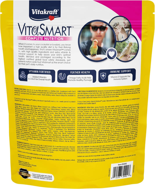 Vitakraft Vita Smart Gourmet Cockatiel And Lovebird Food - Vitamin-Fortified - Daily Pet Bird Food 4 Pound (Pack Of 1)