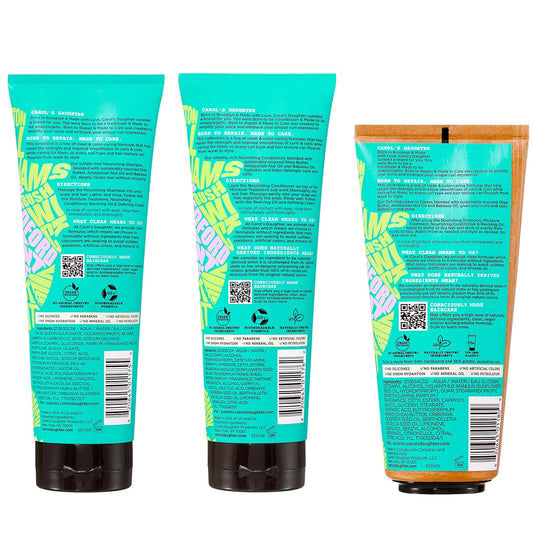 Carol'S Daughter Born To Repair Hair Care Set - Sulfate Free Shampoo, Nourishing Conditioner, And Defining Leave In Cream Kit (3 Products) Made With Shea Butter