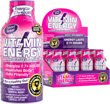 Mood Support Vitamin Energy Drink - Sugar Free, Keto/Vegan Friendly Shots | Mood Balancing With Rhodiola And Chamomile | Energize Up To 7+ Hours | Tropical Berry - 1.93 Fl Oz - Pack Of 12