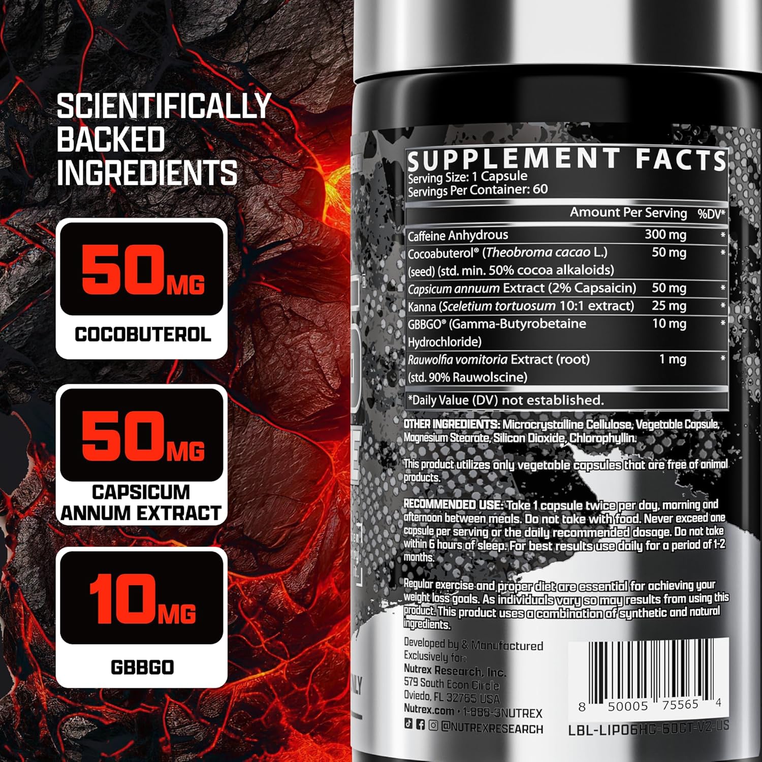 Nutrex Research Lipo-6 Hardcore Supplement, Supports Metabolism & Energy, Dietary Capsules – 60 Count : Health & Household