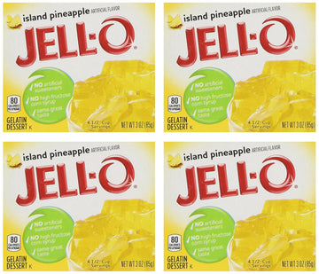 Jell-O Island Pineapple Gelatin Mix, 3 Oz Boxes (Pack Of 4)