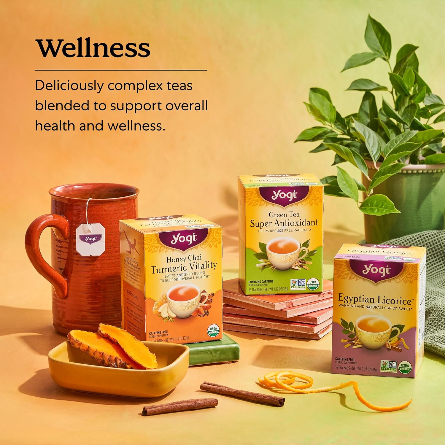 Yogi Tea Honey Chai Turmeric Vitality Tea - 16 Tea Bags Per Pack (4 Packs) - Organic Tea To Support Overall Health - Includes Cinnamon Bark, Turmeric Root, Cardamom Pod, Ginger Root & More
