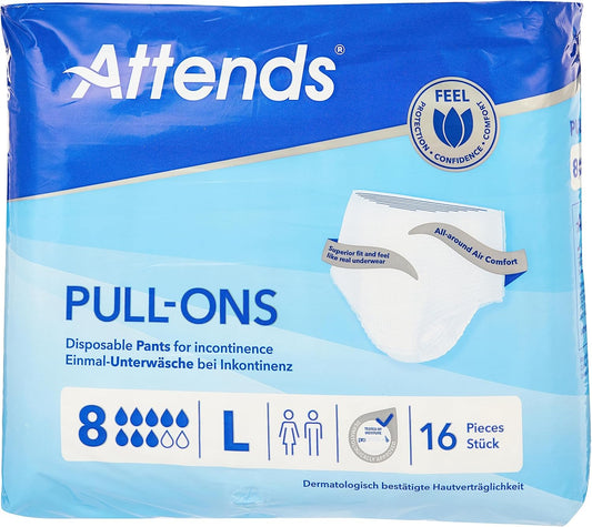 Attends 207468 Pull Ons Level 8 Incontinence Pant, Large (Pack Of 16)