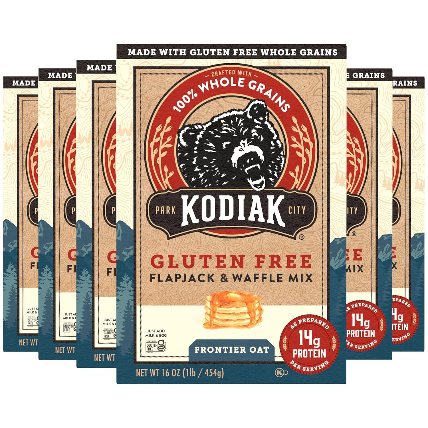 Kodiak Cakes Frontier Oat Gluten Free Protein Pancake and Waffle Mix, 16oz (Pack of 6)