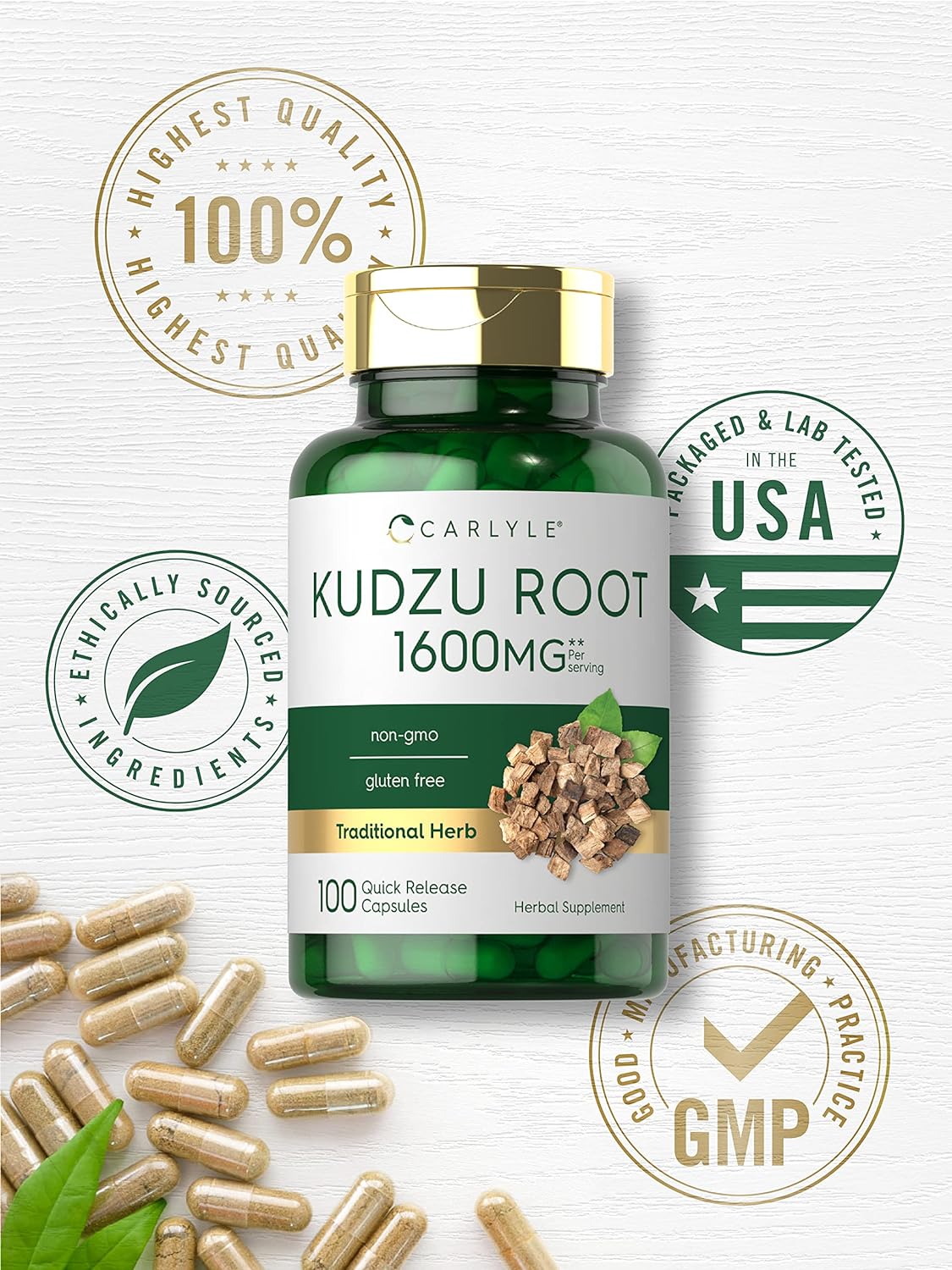 Carlyle Kudzu Root | 100 Extract Capsules | Non-GMO and Gluten Free Formula | Traditional Herbal Supplement : Health & Household