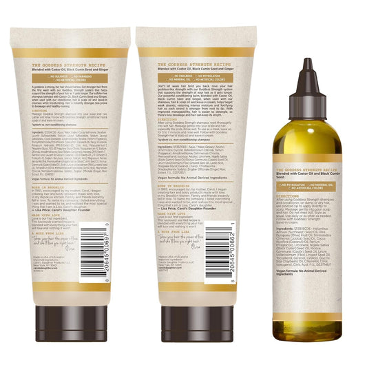 Carol'S Daughter Goddess Strength Hair Care Gift Set - Sulfate Free Shampoo And Conditioner With Scalp & Hair Treatment Oil – 3 Products