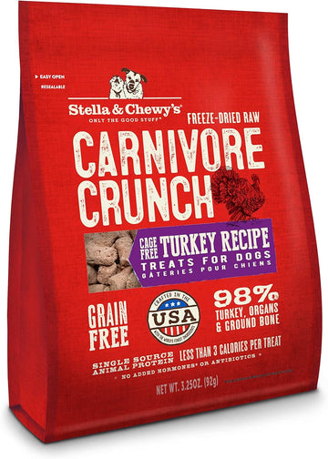 Stella & Chewy'S Freeze-Dried Raw Carnivore Crunch Cage-Free Turkey Recipe Dog Treats – 3.25 Oz. Bag