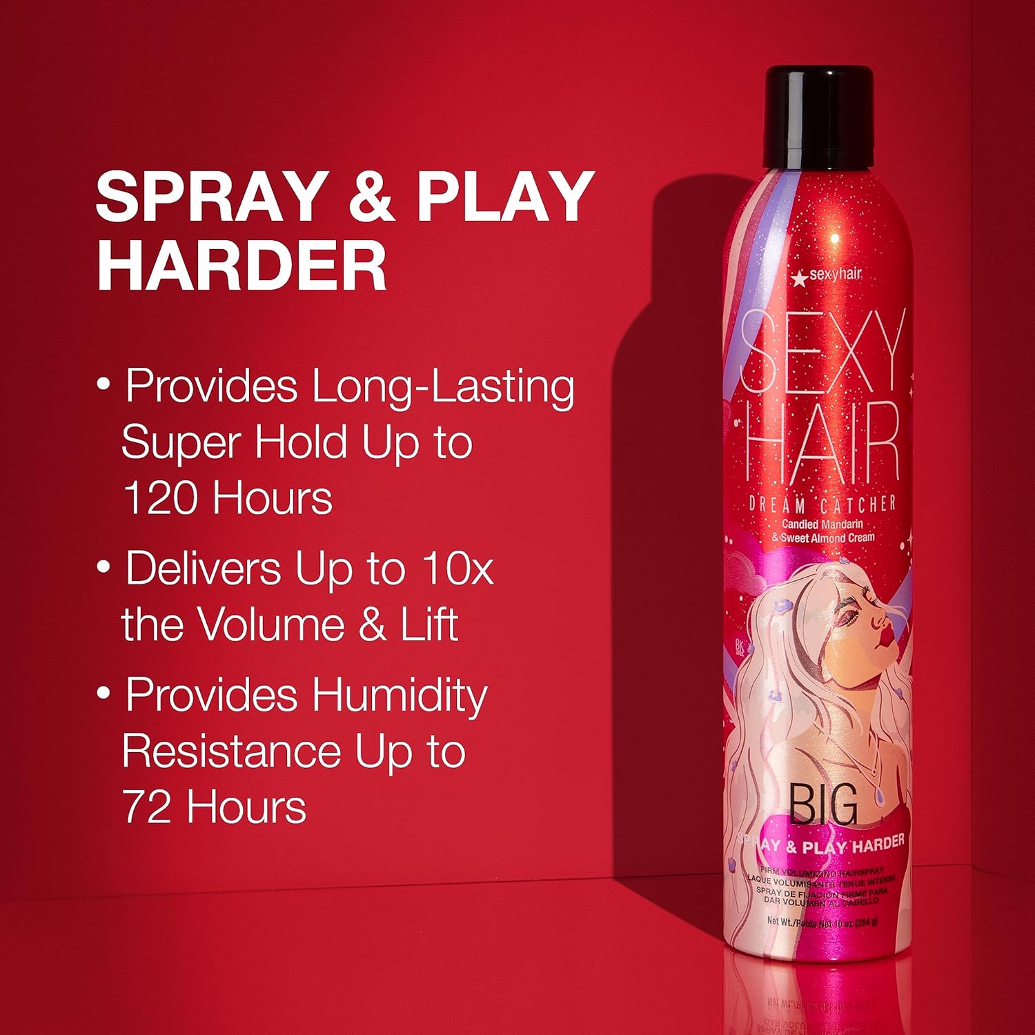 SexyHair Big Spray & Play Harder Firm Volumizing Hairspray, 10 Oz | Dream Catcher | All Day Hold and Shine | Up to 72 Hour Humidity Resistance : Beauty & Personal Care