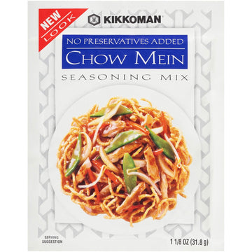 Kikkoman - Delicious Chow Mein Seasoning Mix - Full Flavored Low Sodium & No Fat, All Purpose Seasoning, No Added Preservatives - 1.125 Oz. (Pack Of 12)