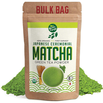 Premium Japanese Ceremonial Matcha Green Tea Powder - 1St Harvest Highest Grade - Usda & Jas Organic - From Japan - Perfect For Starbucks Latte, Shake, Smoothies & Baking (3.53Oz / 100G)