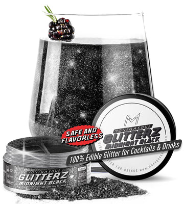 Monégasque Black Edible Glitter For Cocktails 10G - Halloween Midnight Black Edible Glitter For Drinks - Black Edible Glitter For Cakes - Black Glitter Edible & Edible Black Glitter For Cocktails