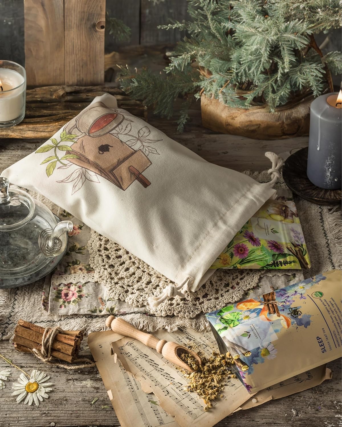 Gardenika Organic Loose Leaf Tea Sampler - Herbal Caffeine-Free Set - Ayurvedic Blend, Ksa Kosher, No Natural Or Artificial Flavors (5 Pack)