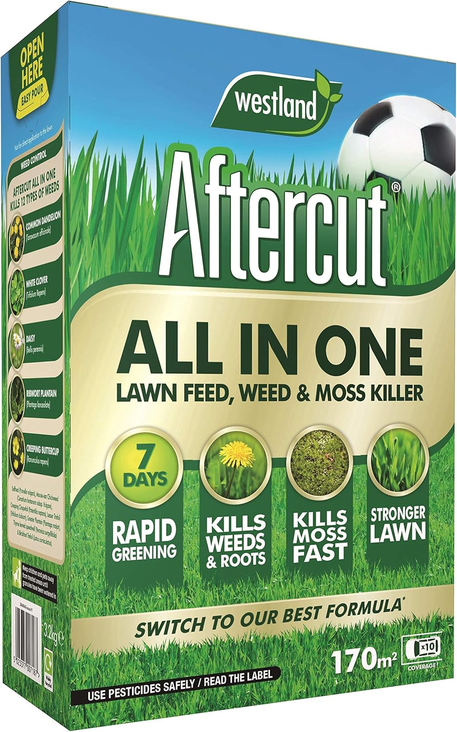 Aftercut 20400473 All In One Lawn Feed, Weed and Moss Killer, 170 m2, 5.25 kg?20400473