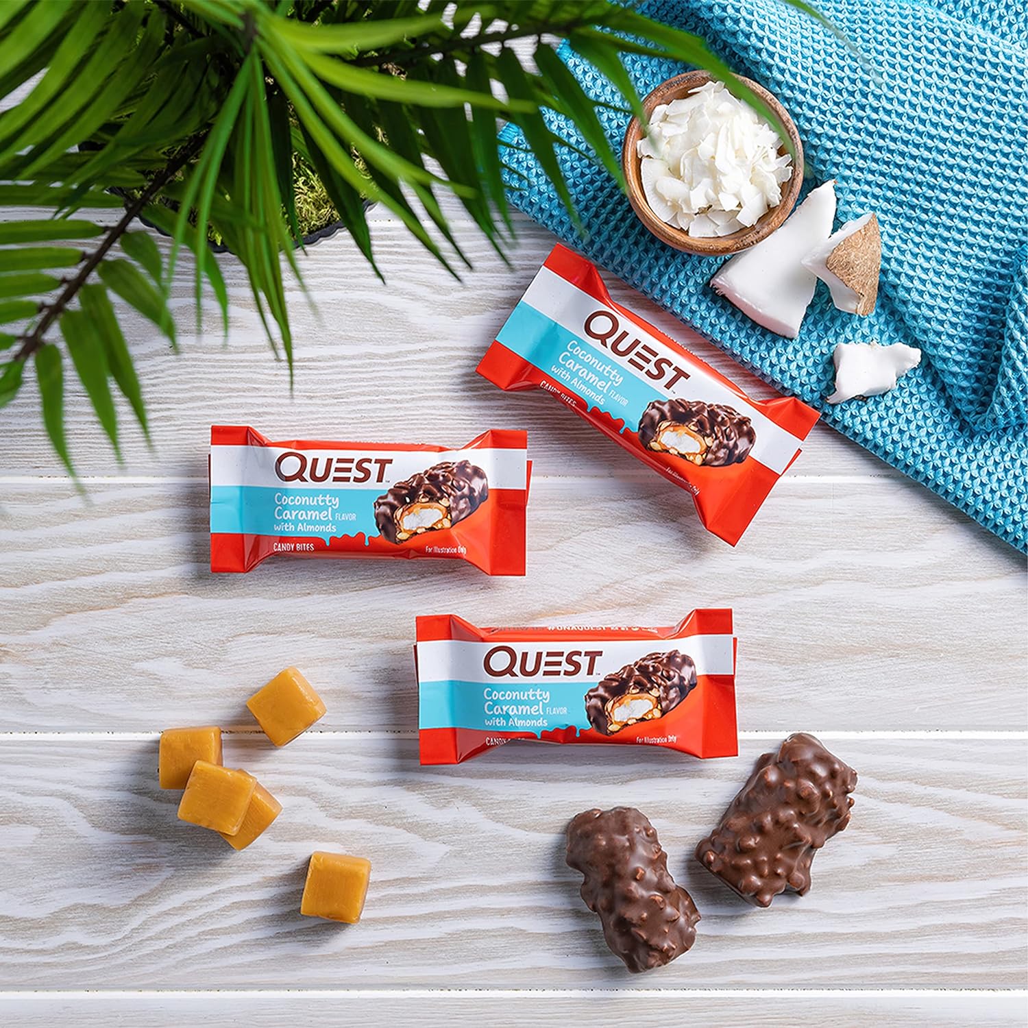 Quest Nutrition Coconutty Caramel Candy Bites, 1g Net Carbs, Less Than 1g of Sugar, Gluten Free, 8 Count (Pack of 3)