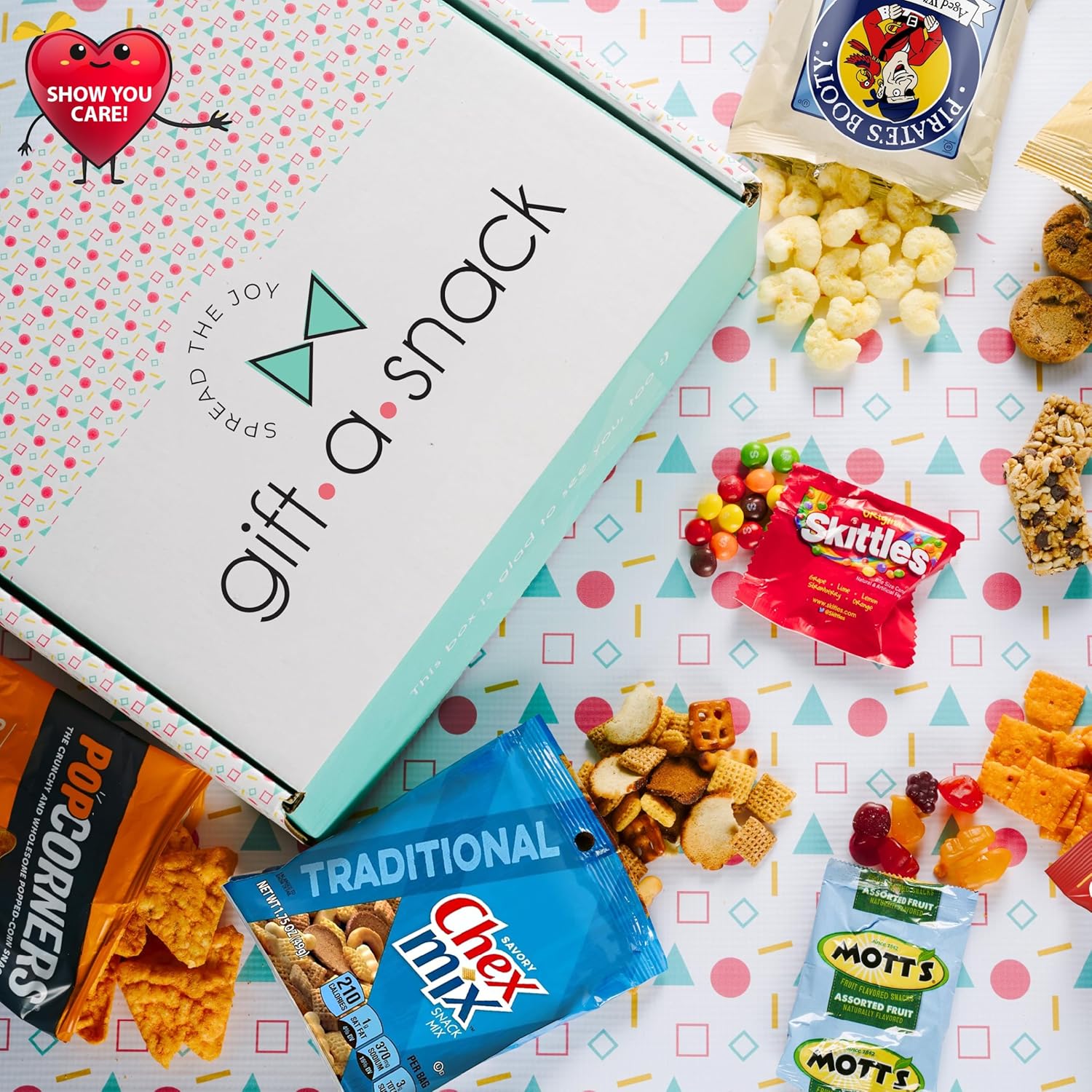 Gift A Snack - Back To School Gifts For Students Snack Box Variety Pack Care Package + Greeting Card (50 Count) Birthday Sweet Treats Gift Basket, Candies Chips Crackers Bars, Food Assortments Variety