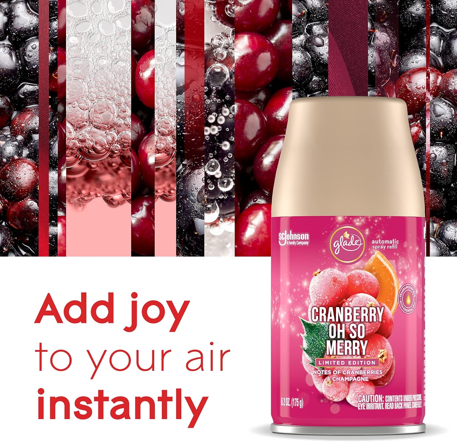 Glade Automatic Spray Refill, Air Freshener for Home and Bathroom, Cranberry Oh So Merry, 6.2 Oz : Health & Household