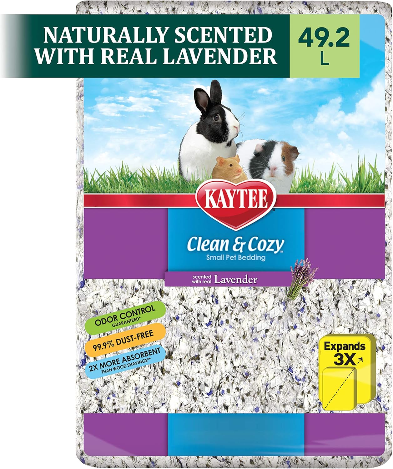 Kaytee Clean & Cozy Lavender Bedding For Pet Guinea Pigs, Rabbits, Hamsters, Gerbils, And Chinchillas, 49.2 Liters