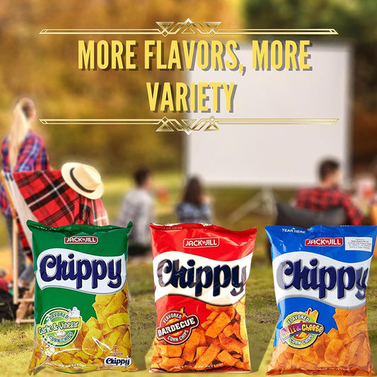 Jack 'N Jill Chippy Filipino Snack Chips Variety Pack – Corn Chips – Barbeque, Garlic & Vinegar, Chili & Cheese (6 Pack, Total Of 24 Oz)