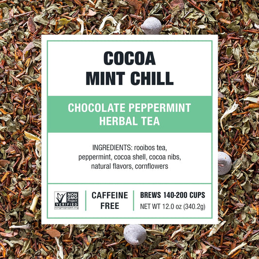 Tiesta Tea - Cocoa Mint Chill | Chocolate Peppermint Herbal Tea | Premium Loose Leaf Tea Blend | Non-Caffeinated Tea | Make Hot Or Iced Tea & Brews Up To 200 Cups - 12 Ounce Resealable Bulk Pouch