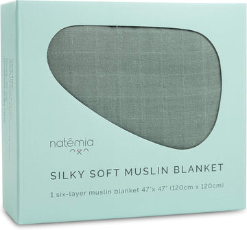 Natemia Muslin Baby Blanket - Organic Baby Blankets For Girls And Boys, Baby Essentials, Baby Swaddle Blanket Unisex, Multi-Use As Baby Towel, Stroller Cover, Swaddles For Newborn, 47" X 47"