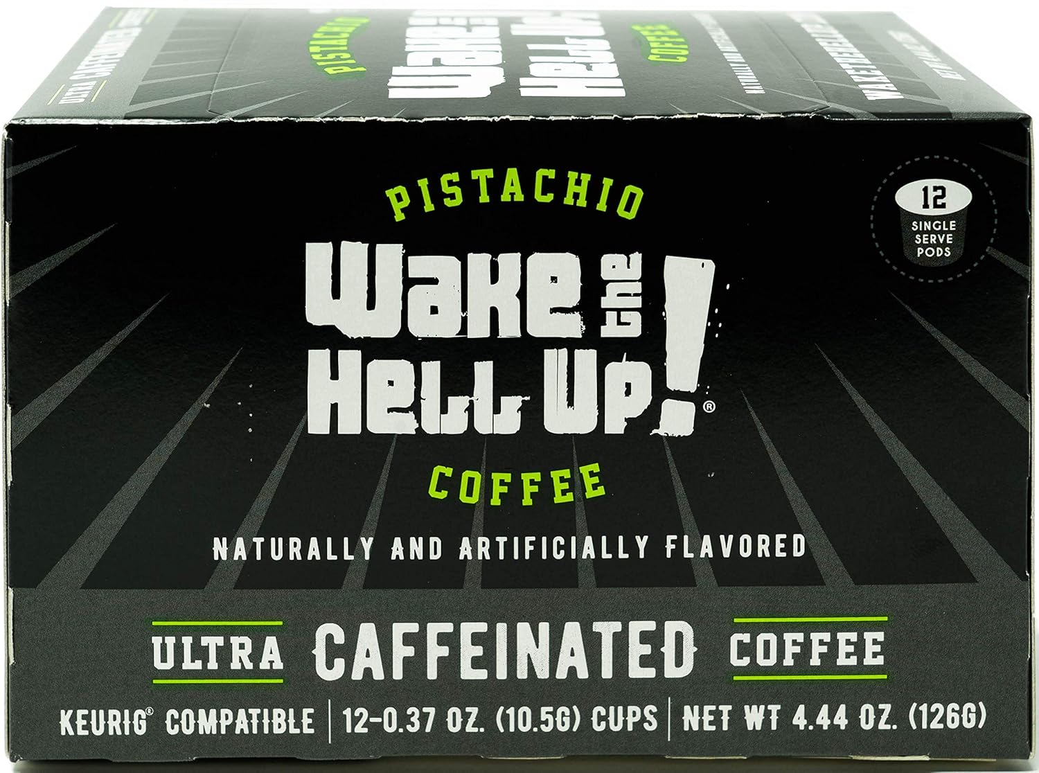 Wake The Hell Up!® Pistachio Flavored Single Serve Coffee Pods | 12 Count, 2.0 Compatible Pods