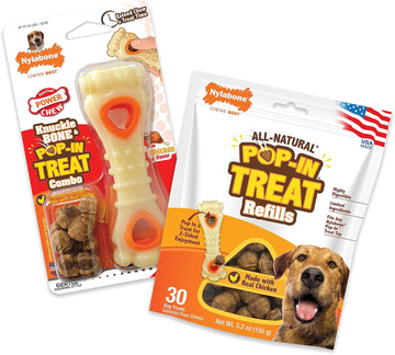 Nylabone Power Chew Souper Bone Pop-In Treat Toy With Treat Refills, Treat Dispensing Toys For Dogs, Durable Treat Pouch, Chicken Flavor, Medium/Wolf - Up To 35 Lbs. (2 Count)