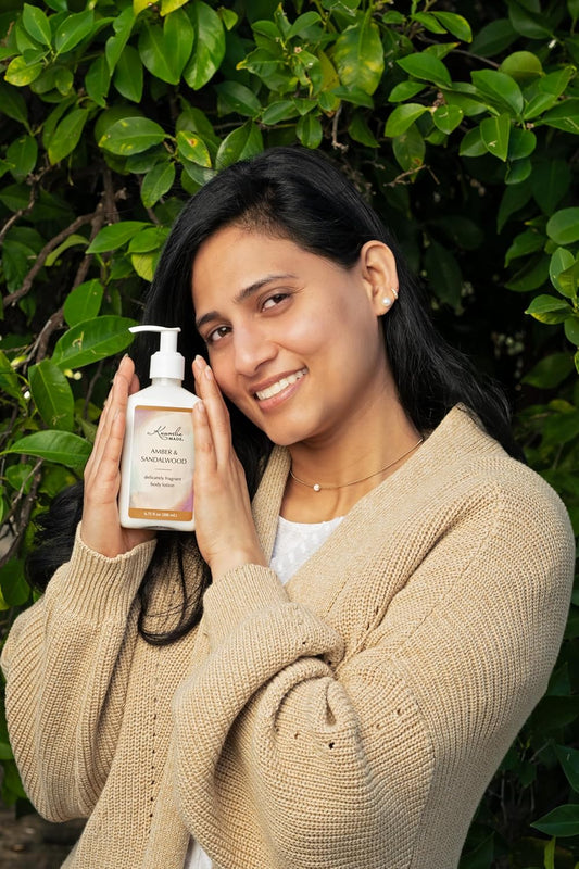 Kuumba Made Amber & Sandalwood Body Lotion 6.75 Fl Oz | Moisturizing Scented Lotion With Dispenser Pump
