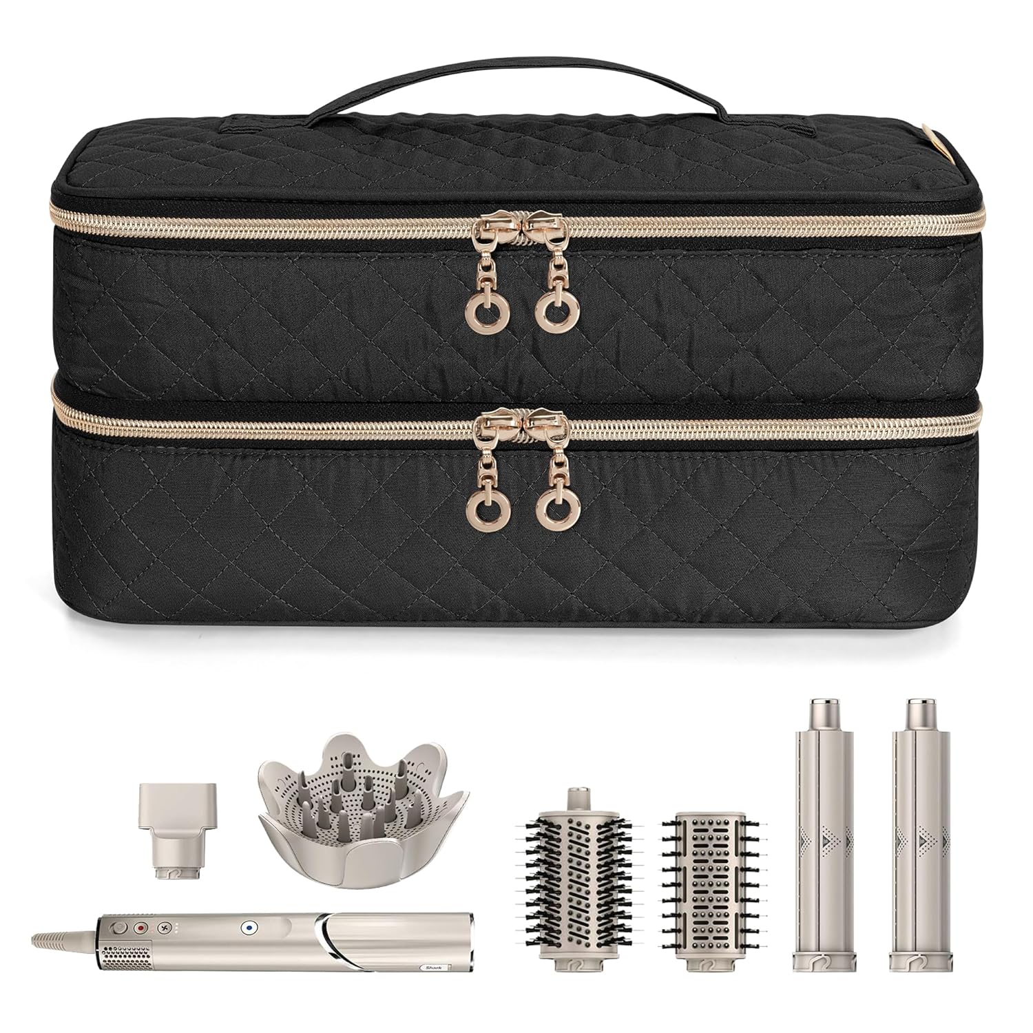 Teamoy Travel Carrying Case Compatible With Shark Flexstyle Styling (Hd 435/430),Double-Layer Hair Accessories Tools Storage Bag For Hair Dryer Airwrap Styler And Attachments, Black