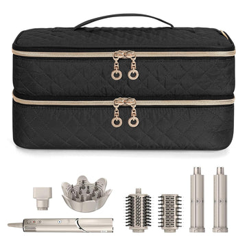 Teamoy Travel Carrying Case Compatible With Shark Flexstyle Styling (Hd 435/430),Double-Layer Hair Accessories Tools Storage Bag For Hair Dryer Airwrap Styler And Attachments, Black