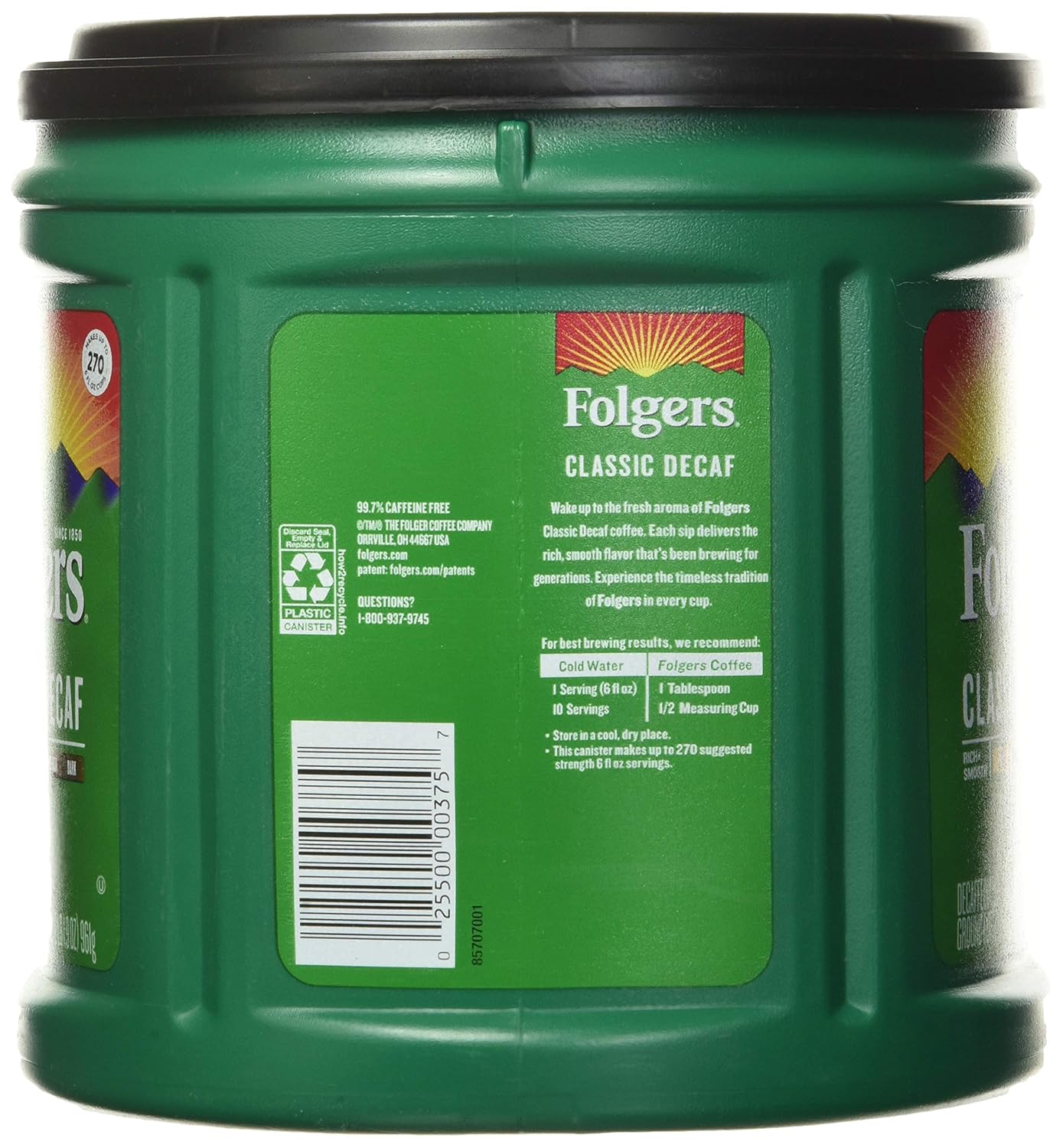 Folgers Classic Decaf Medium Roast - Makes 270 cups 